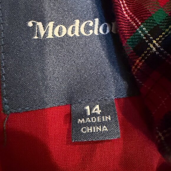 MODCLOTH WOMENS RED PLAID DRESS SLEEVELESS SIZE 14 - Picture 8 of 11